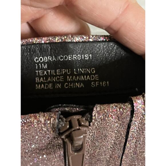 Steve Madden Boots Womens Size 11M Pink Glitter Platform Chunky Heel Disco Shoes - Picture 8 of 13